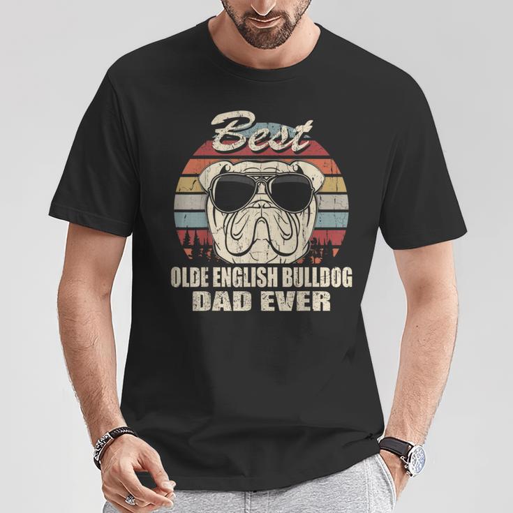 Best Olde English Bulldog Dad Everintage Retro T-Shirt Lustige Geschenke