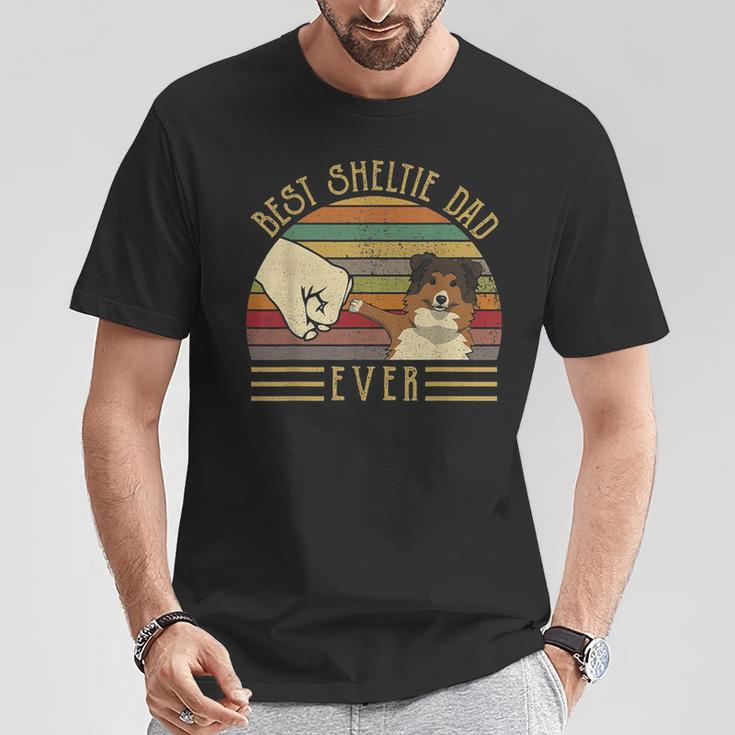 Best Sheltie Dad Ever Retrointage Sunset T-Shirt Lustige Geschenke