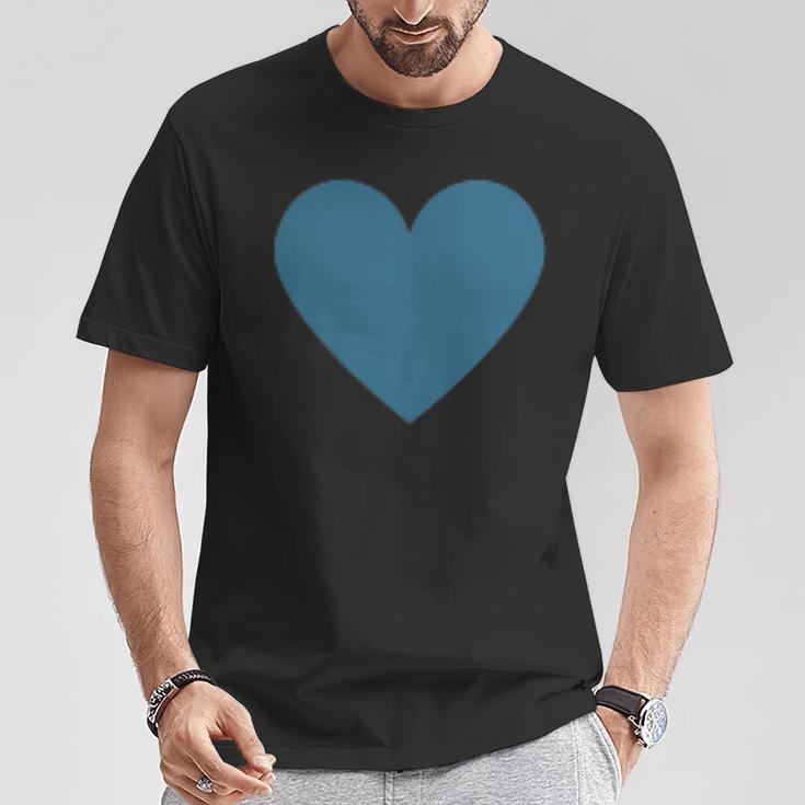 Blaues Herz Simples Minimalistisch Süßes Heart T-Shirt Lustige Geschenke