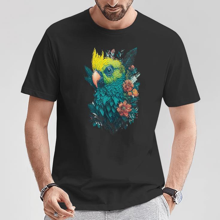 Blumen Papagei T-Shirt Lustige Geschenke