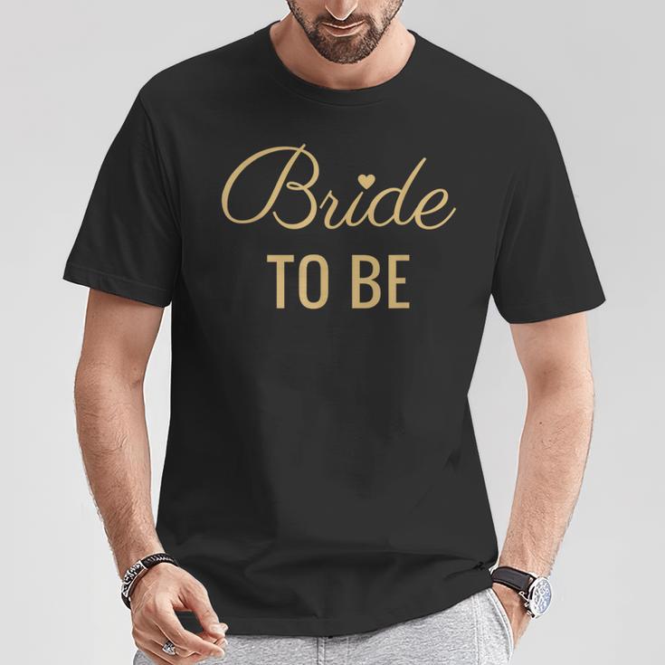 Bride To Be Golden Lettering And Heart Wedding And BrideT-Shirt Lustige Geschenke