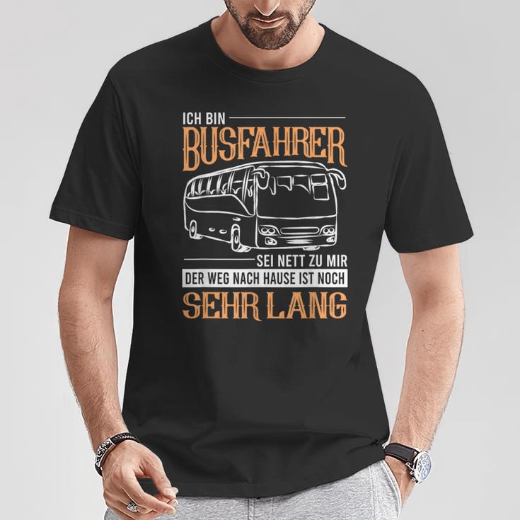 Busfahrer Weg Noch Lang Bus School Bus Line Bus Driver T-Shirt Lustige Geschenke