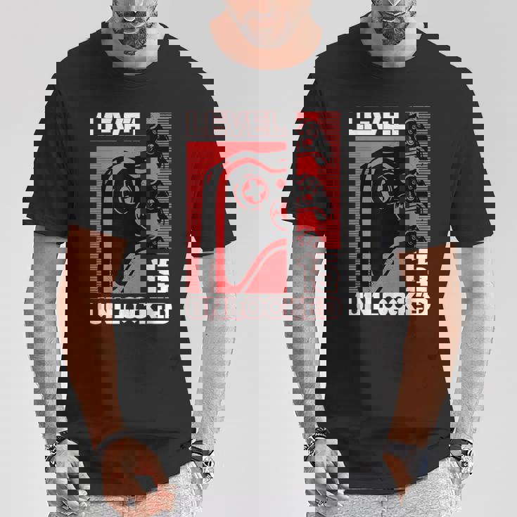 Chico Jugador De 15 Años 15 Años Nivel 15 Completo Camiseta unisex Regalos divertidos