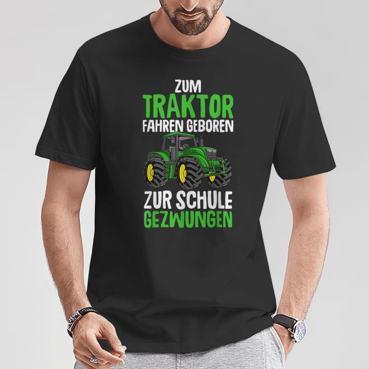 Children's Zum Traktor Fahren Geboren Zur Schule Zwungen German S T-Shirt Lustige Geschenke