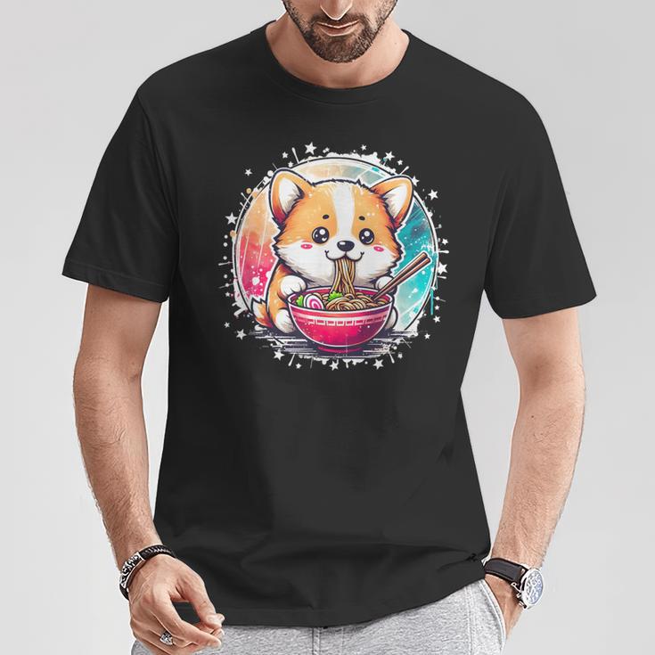 Corgi Dog Ramen Noodles Anime Cute Kawaii Manga Corgi Dog T-Shirt Lustige Geschenke