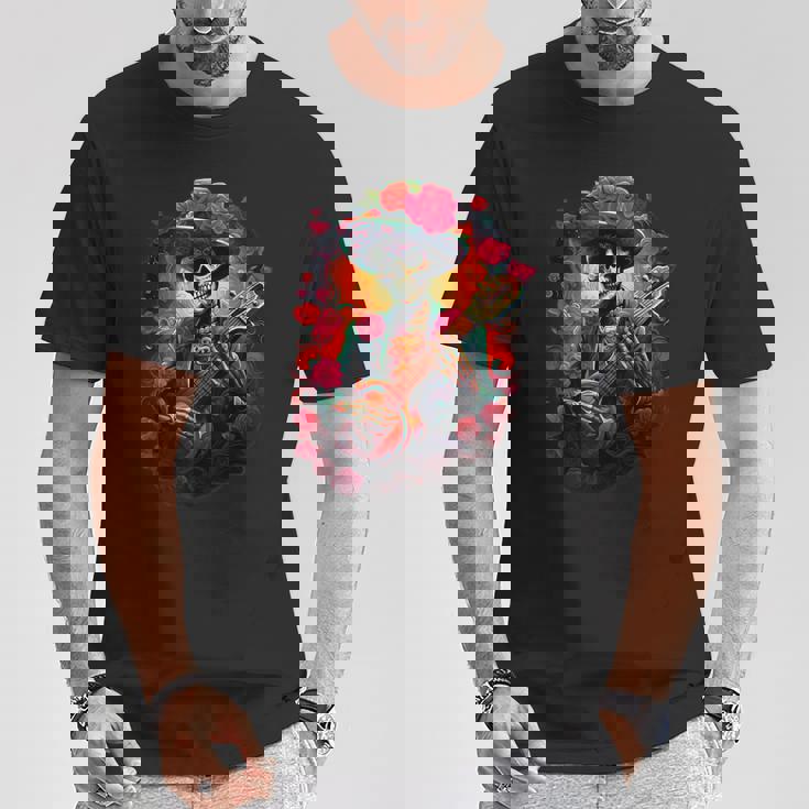 Crâne En Sucre Jour Des Morts Dia De Los Muertos Mariachi T-Shirt Cadeaux drôles