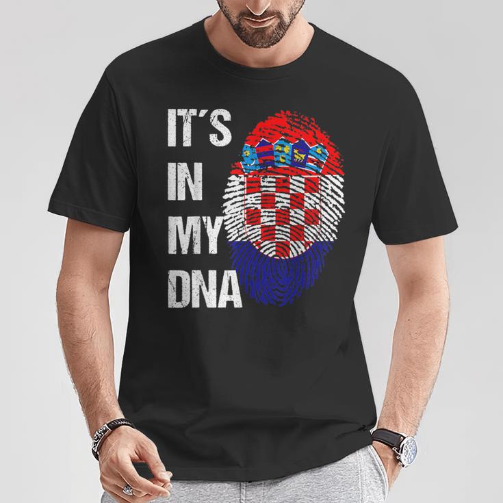 Croatian Flag Dna Fingerprint Croatia T-Shirt Lustige Geschenke