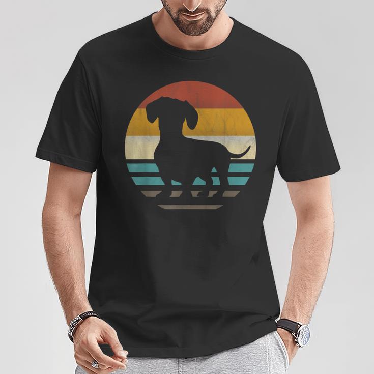 Dachshund Dachshund Dog Silhouette Retro T-Shirt Lustige Geschenke