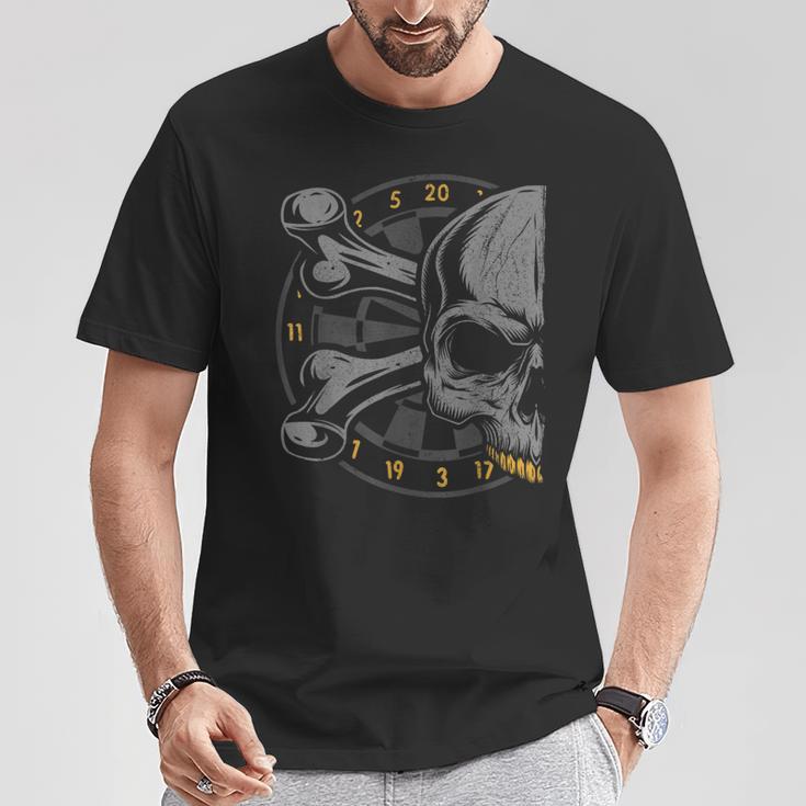 Dart Skull And Dartboard Retro Dart T-Shirt Lustige Geschenke