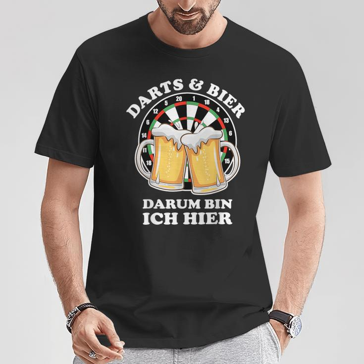 Darts Und Bier Darum Bin Ich Hier Dart T-Shirt Lustige Geschenke