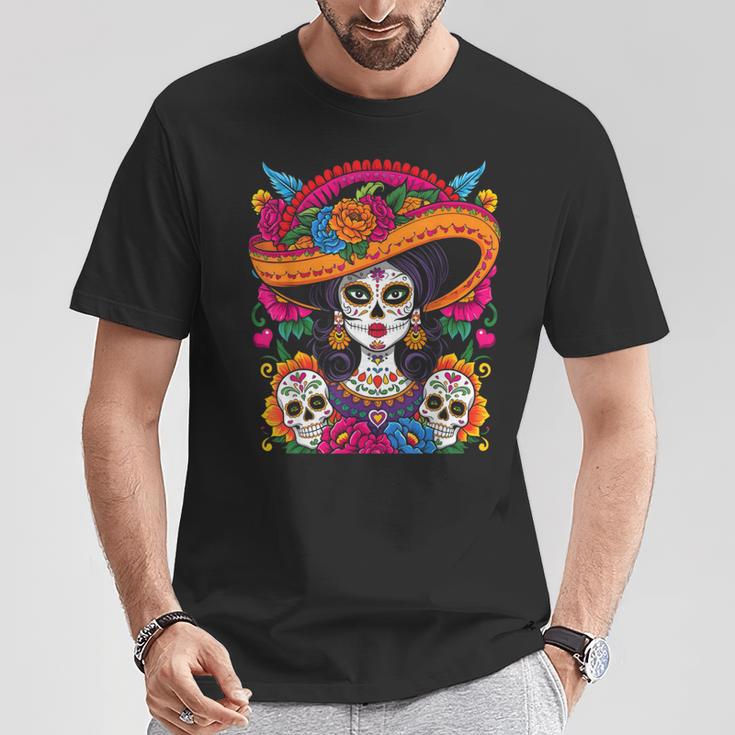 De Los Muertos La Catrina Sugar Skull T-Shirt Lustige Geschenke