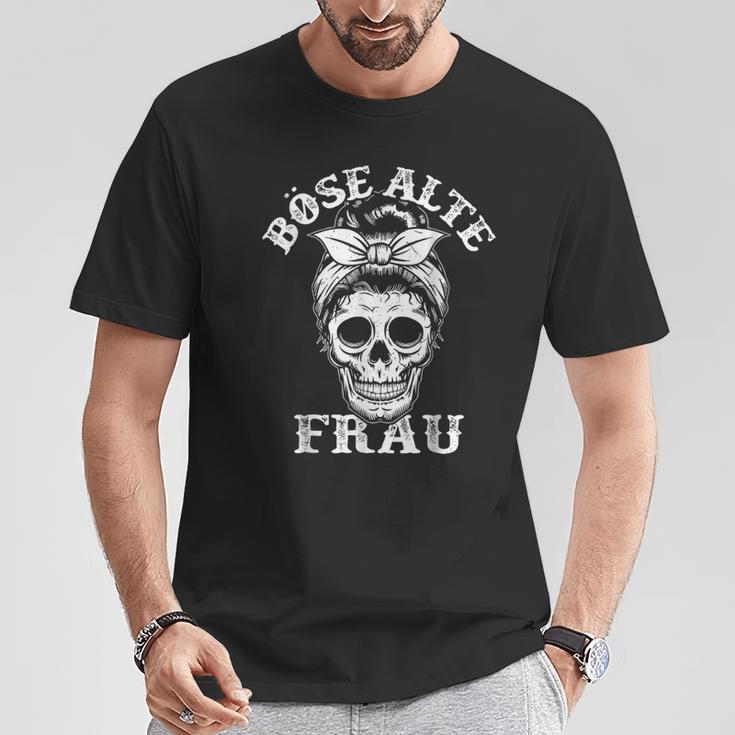 Evil Old Woman Messy Bun Skull T-Shirt Lustige Geschenke