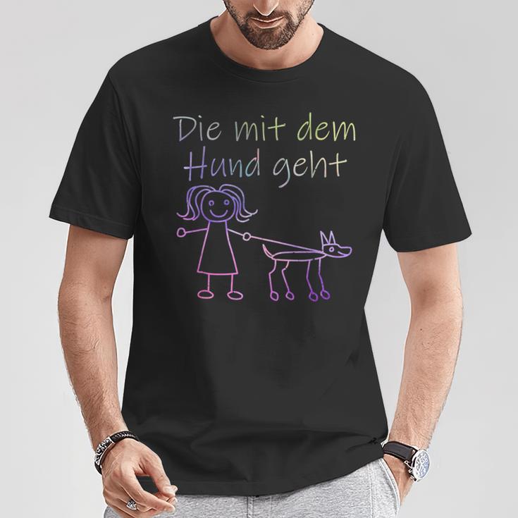 Die Mit Dem Hund Geht Half-Sleeve Die Mit Dem Hund Gehen German Lang T-Shirt Lustige Geschenke