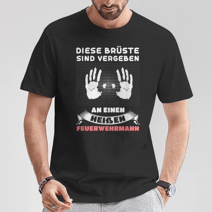 Diese Brüste Sindergeben Feuerwehrmann Beruf German T-Shirt Lustige Geschenke