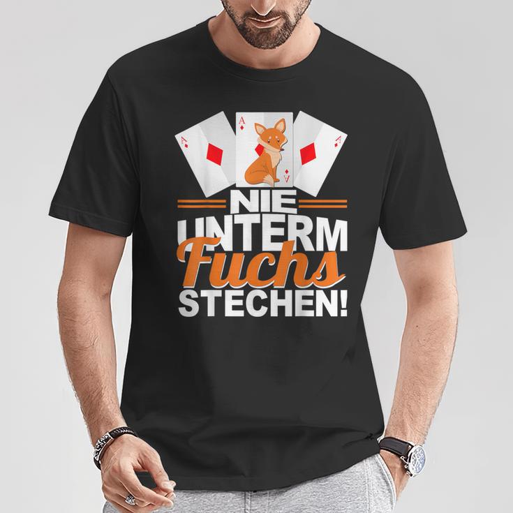 Doppelkopf Nie Unterm Fuchs Steche S T-Shirt Lustige Geschenke