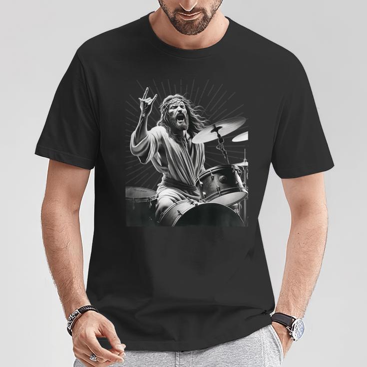 Drummer Rock Jesus Drums T-Shirt Lustige Geschenke