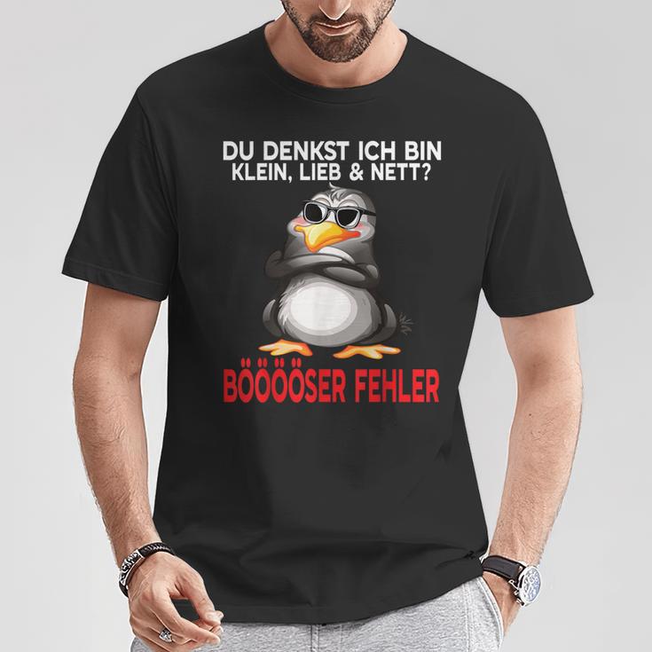 Du Denkst Ich Bin Klein Lieb Und Nett Cute Penguin T-Shirt Lustige Geschenke