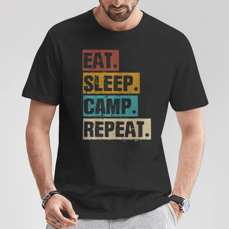 Eat Sleep Camp Repeat -Intage Outdoor Camping Camper T-Shirt Lustige Geschenke