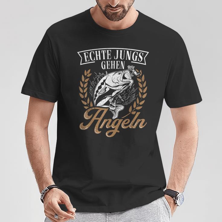 Echte Jungs Gehen Angeln Angler Fischer Real Boys T-Shirt Lustige Geschenke