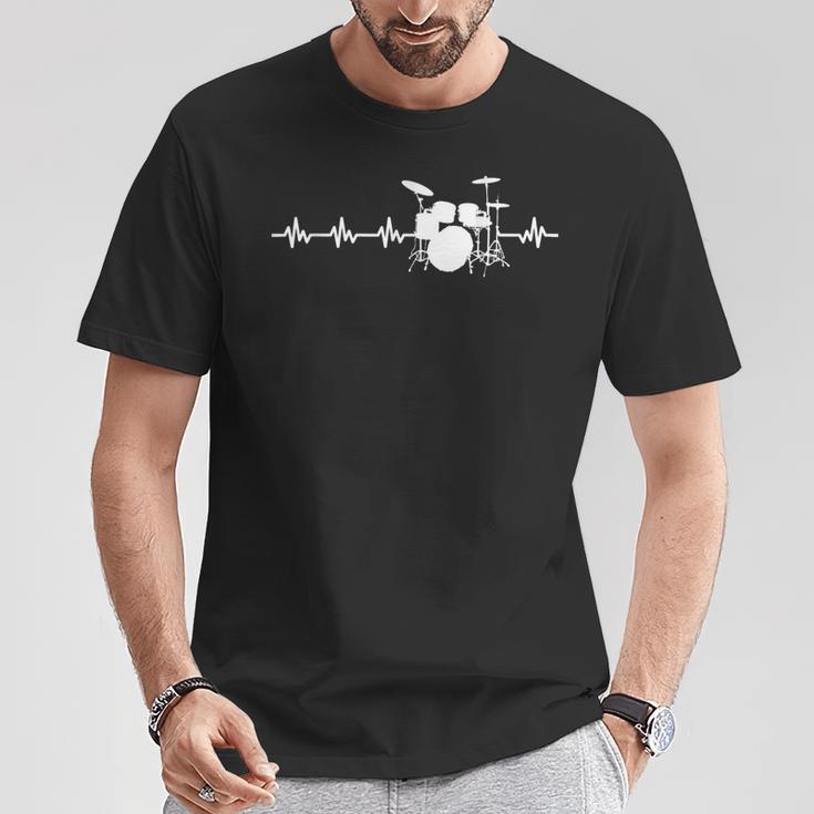 Ekg Drum Kit For Drummers And Drummer T-Shirt Lustige Geschenke