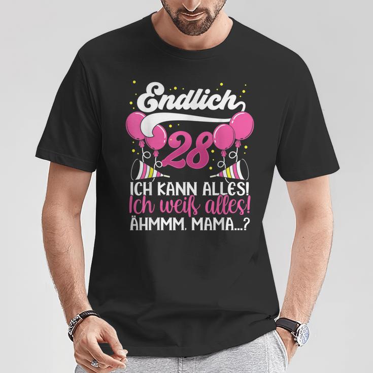 Endlich 28 Ich Kann Alles Ich Weiß Alles Ich Weiß Alles Birthday German T-Shirt Lustige Geschenke