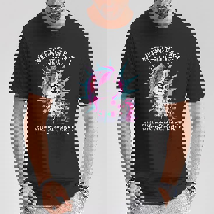 Espíritu De Unicornio Con Un Corazón Punk Rock Unicornio Punk Mágico Camiseta unisex Regalos divertidos