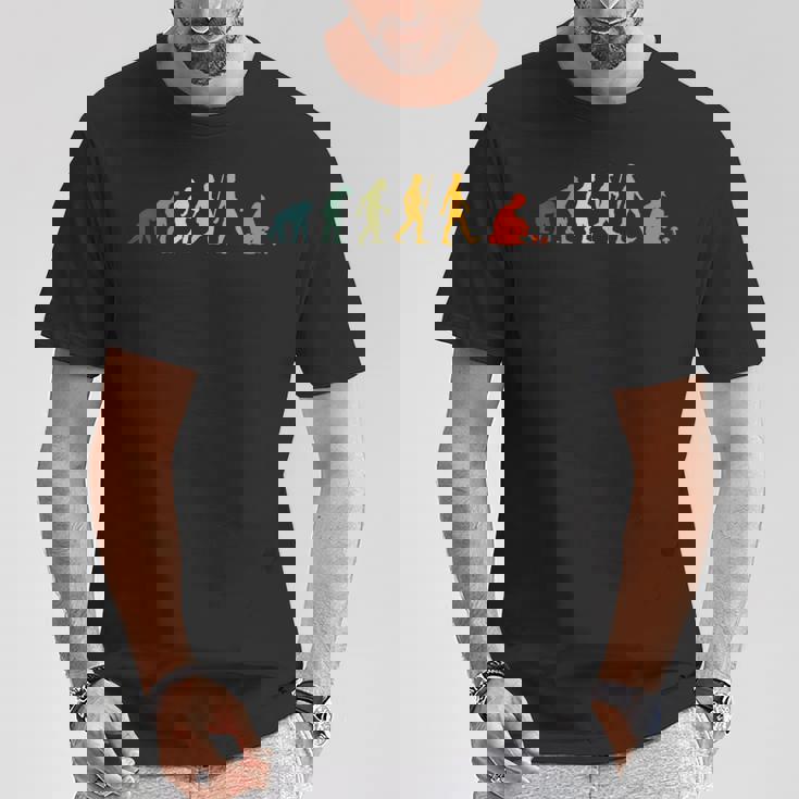 Evoluzione Raccoglitore Di Funghi Retrò Cacciatore Di Funghi Raccogliere Funghi Maglietta Regalos divertidos