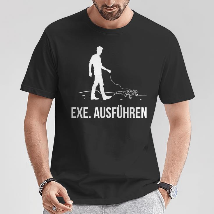 Exe Run Programmer Programming Computer Nerd T-Shirt Lustige Geschenke