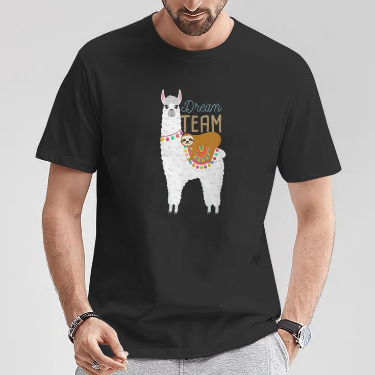 Alpaca Lama With Sloth Dream Team T-Shirt Lustige Geschenke