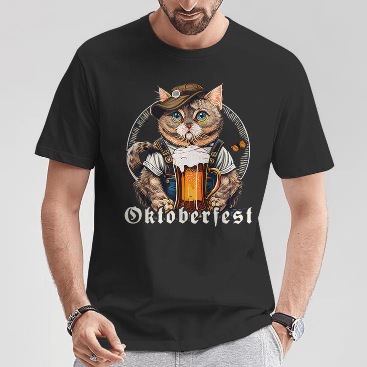 Cat Beer Oktoberfest Bavaria Lederhosen Costume T-Shirt Lustige Geschenke