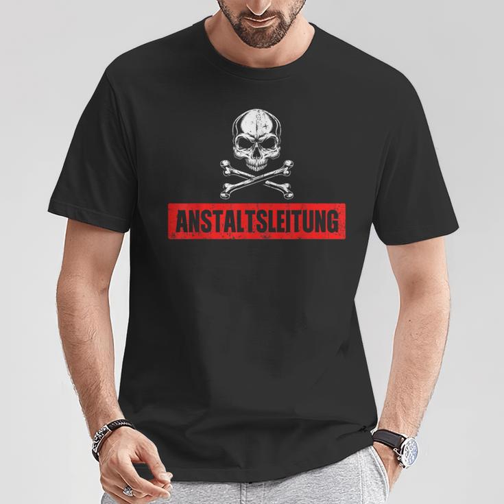 With Ironic Anstaltleitung Skull Slogan S T-Shirt Lustige Geschenke