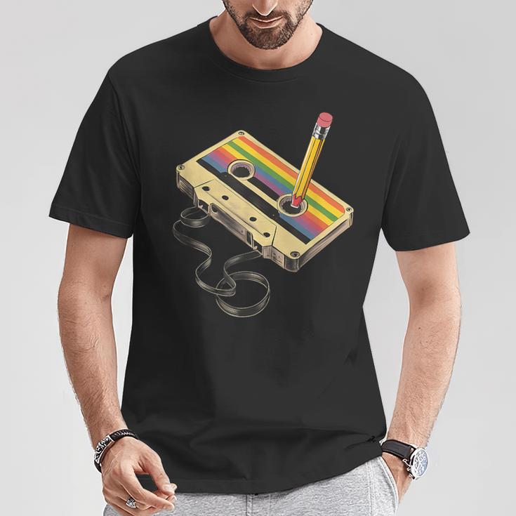 Nerd Retro Cassette Pencil Computer Old School T-Shirt Lustige Geschenke