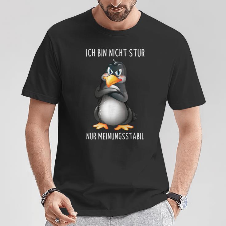 Penguin Ich Bin Nicht Stur Nur Meinungsstabil German Langu S T-Shirt Lustige Geschenke