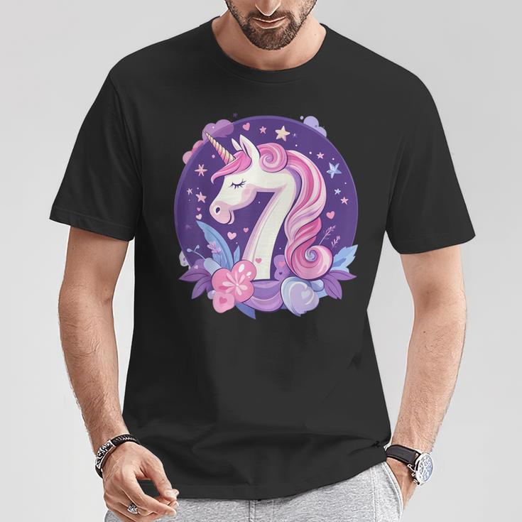 Geburtstag 7 Einhorn Mädchen Einhorn Outfit 7 Geburtstag T-Shirt Lustige Geschenke