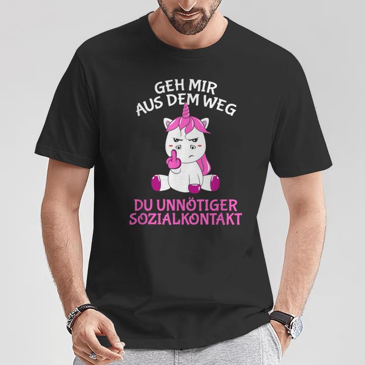 Geh Mir Aus Dem Weg Du Unnötiger Sozialkontakt Unicorn T-Shirt Lustige Geschenke