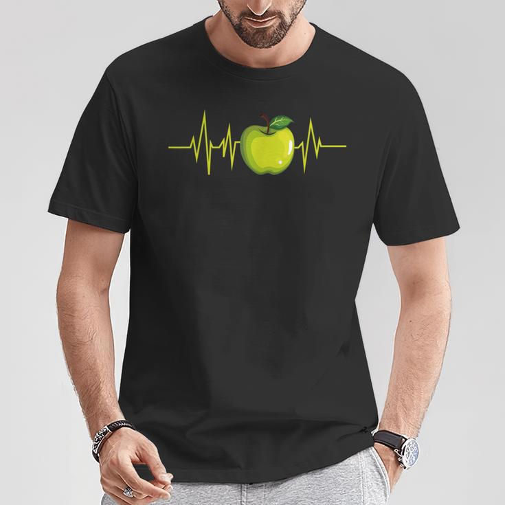 Green Apple Fruit Heartbeat Ecgegan T-Shirt Lustige Geschenke