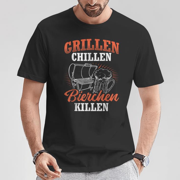 Grillen Chillen Bierchen Killen Saying S T-Shirt Lustige Geschenke