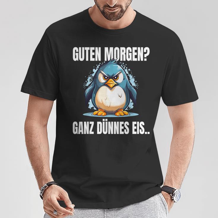 Guten Morgen Ganz Dünnes Eis Slogan Penguin T-Shirt Lustige Geschenke