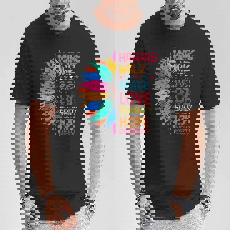 Harris Walz Peace Love Equality Hope Diversity T-Shirt Unique Gifts