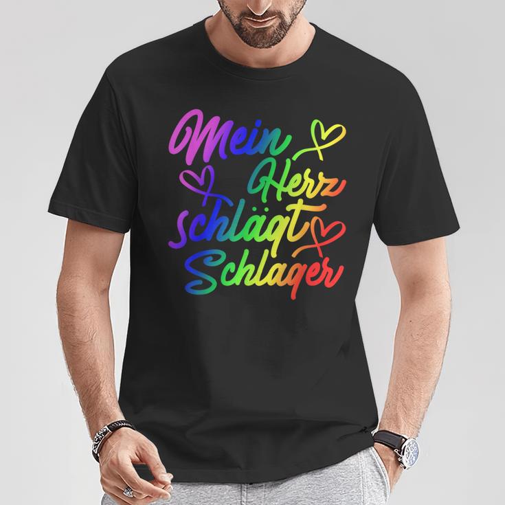 My Heart Beats Schlager Lgbtq Pride Gay Lesbian Queer T-Shirt Lustige Geschenke