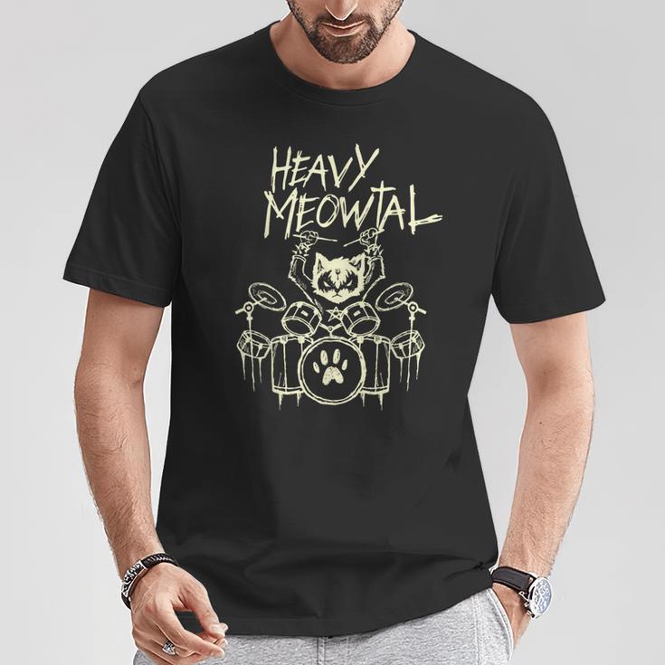 Heavy Metal Cat Drummer Headbanger Cat T-Shirt Lustige Geschenke