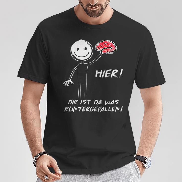 Hier Dir Ist Da Was Runtergefallen Stickman T-Shirt Lustige Geschenke