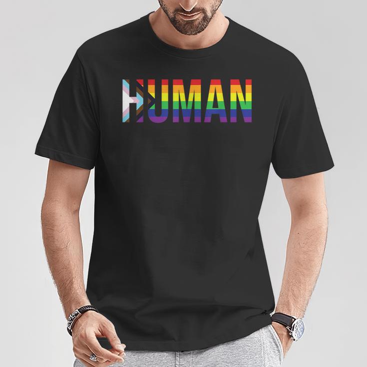 Human Lgbtqia Flag Lgbtq Flag Human Lgbtqia S T-Shirt Lustige Geschenke