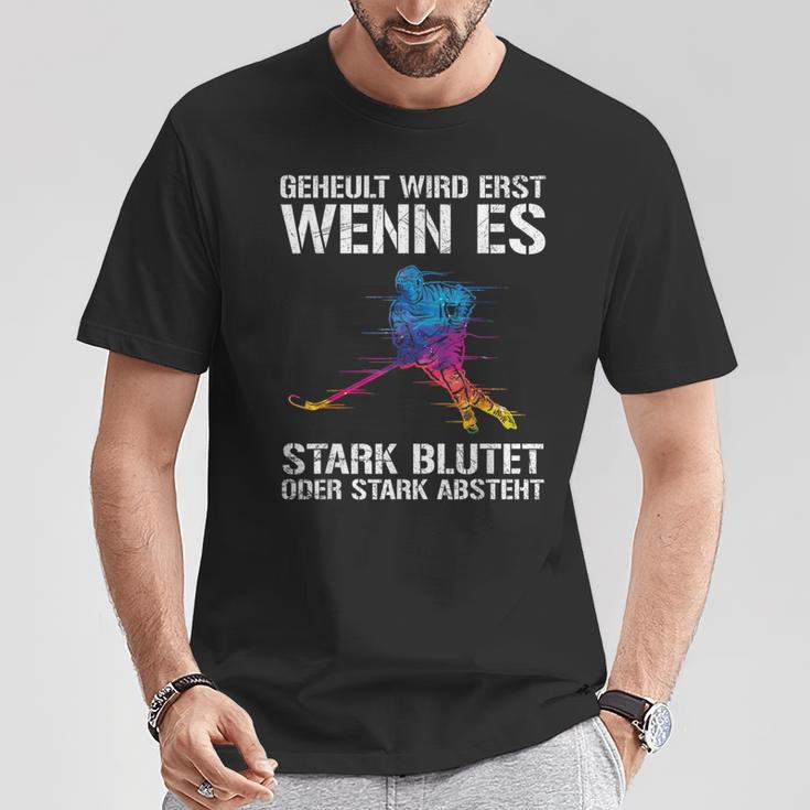 Ice Hockey Player Geheult Wird Wenn Es Blutet Or Absteht S T-Shirt Lustige Geschenke