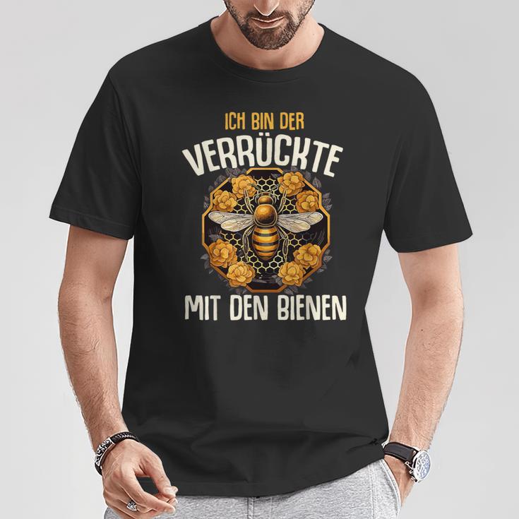 Ich Bin Dererrückte Mit Den Bienen Beekeeper Honig Dealer T-Shirt Lustige Geschenke