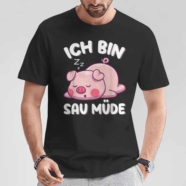 Ich Bin Sau Müde Schwin Sleep T-Shirt Lustige Geschenke