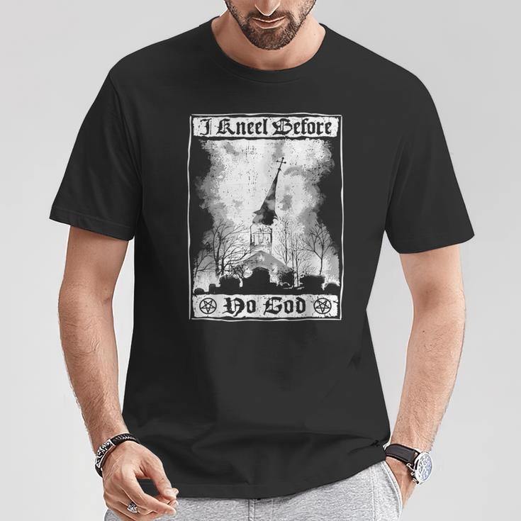 Ich Knieor Keinem Gott Atheist Burning Church Antichrist T-Shirt Lustige Geschenke