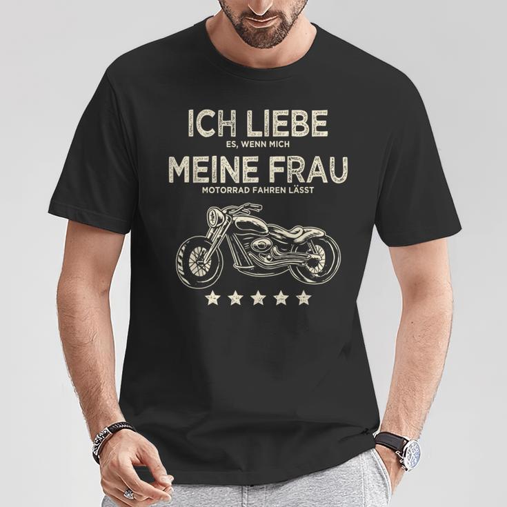 Ich Liebe Es Wenn Meine Frau Mich Motorrad Fahren Lässt Lässt T-Shirt Lustige Geschenke