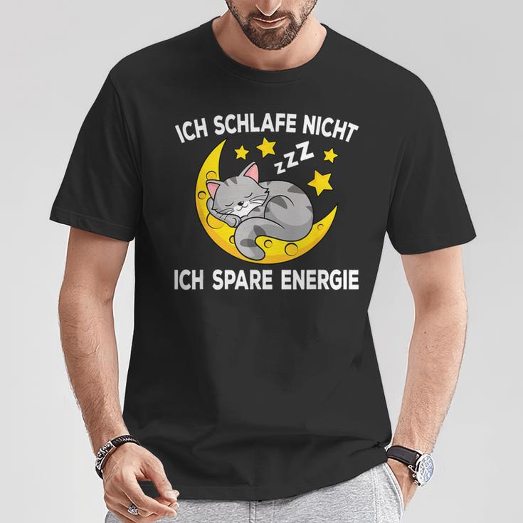 Ich Schlafe Nicht Ich Spare Energie Cat Nightdress T-Shirt Lustige Geschenke