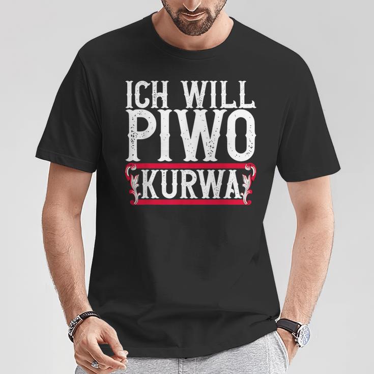 Ich Will Piwo Kurwa Original Pole Polska Poland T-Shirt Lustige Geschenke